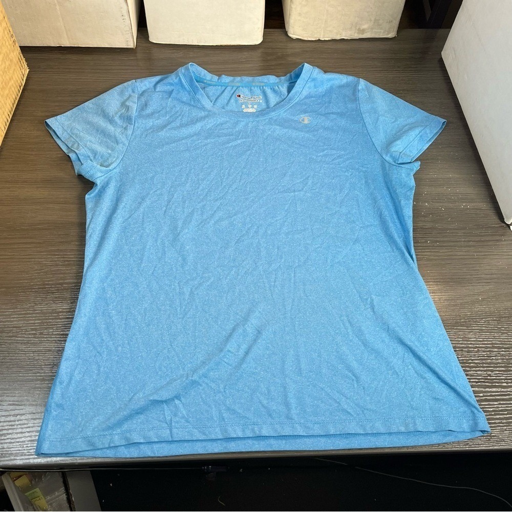 Champion Women's Blue Athletic Short Sleeve Top LARGE - Picture 2 of 4